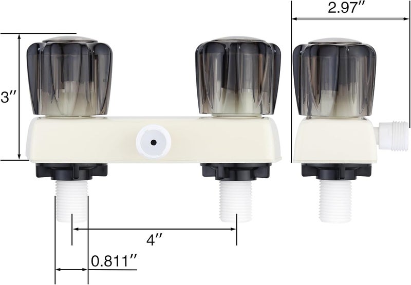 LavishStream RV Shower Faucet, 4" Shower Valve Diverter with Dual Acrylic Control Knobs, Leak-Proof Design for RV Camper Van Travel Trailer Bathroom (Indoor/Outdoor Use), Milk White&Black - Image 2